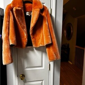 Diane Von Furstenberg Pink Teddy Jacket with Plush Material and Cropped Style